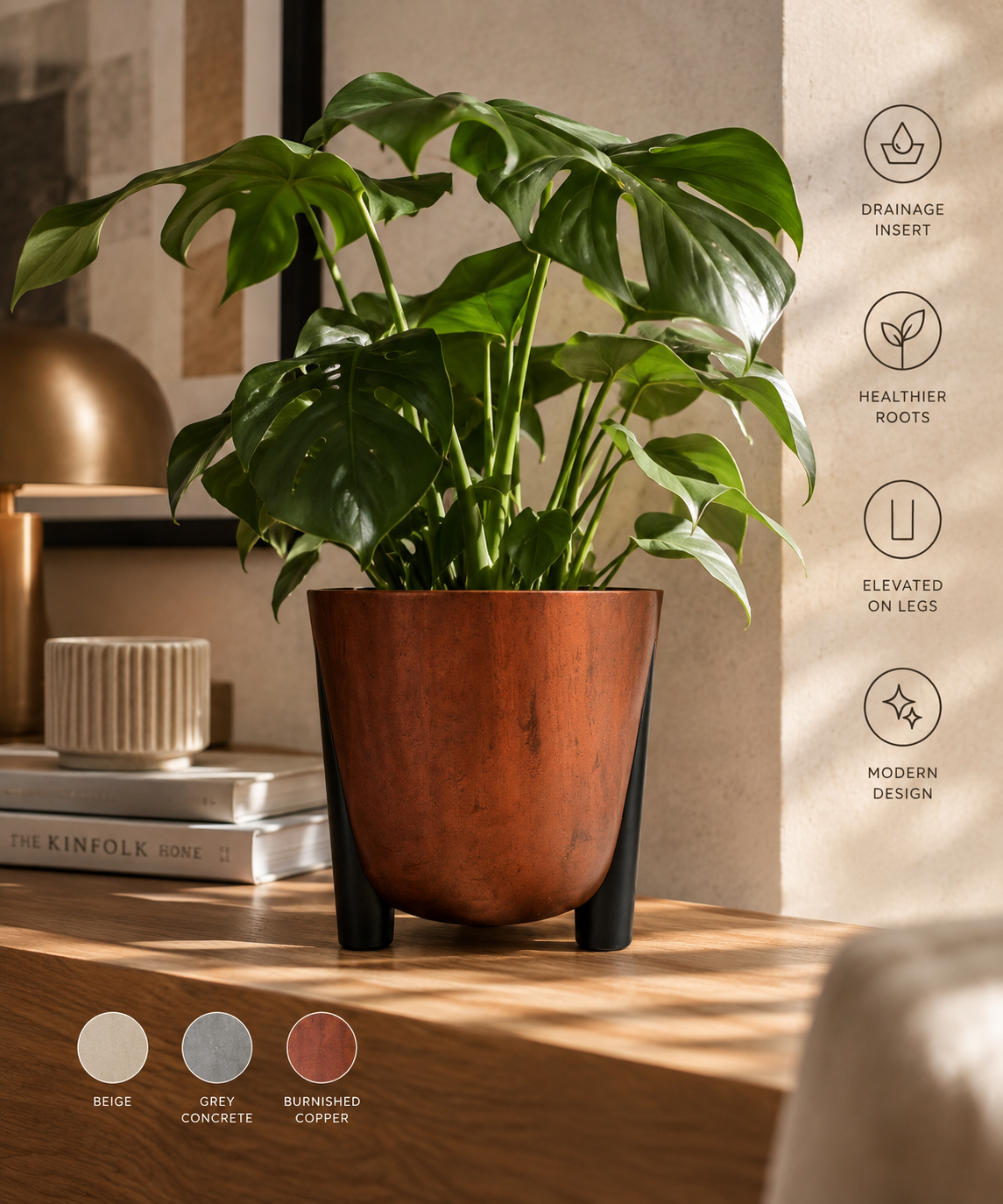 Elevated Self-Watering Plant Pot with Drainage Insert & Legs